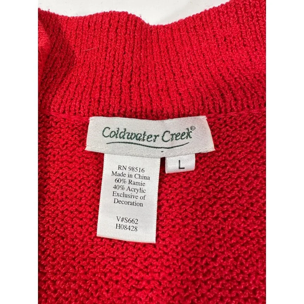 Coldwater‎ Creek Red Bejeweled Cats Kitchy Zip Sweater Jacket Size L - Picture 5 of 16